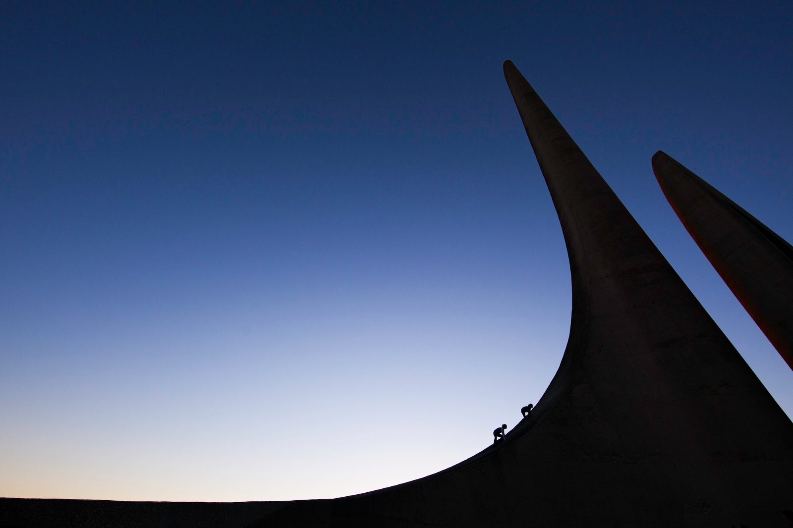 The tapering concrete columns of the Afrikaans Language Monument on Paarl Mountain