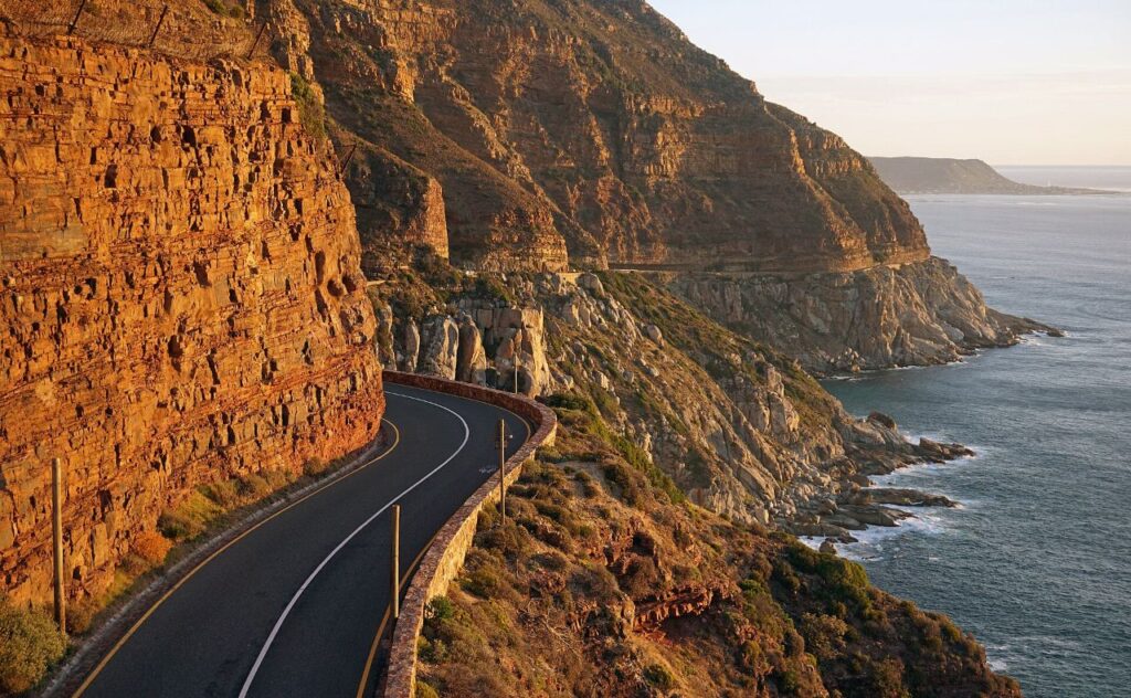 Chapman&rsquo;s Peak Drive cut into the cliff face south of Hout Bay