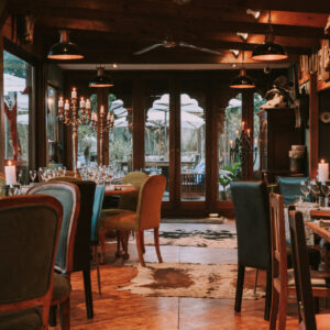Restaurant interior at Emily Moon River Lodge above the Bitou River