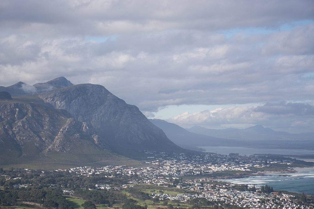 Hermanus and the long curve of Grotto Beach seen from the Rotary Way viewpoints