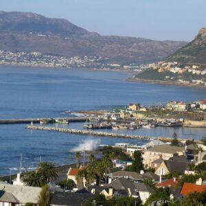 The working fishing harbour at Kalk Bay on the False Bay coast, with the village rising behind it