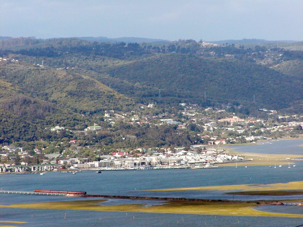 Knysna and the sandbanks of its estuary from above, the central base for this Garden Route itinerary