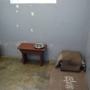 The cell in B Section where Nelson Mandela was held on Robben Island