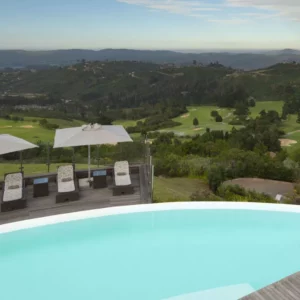 Terrace pool at Simola Hotel looking over the golf course and the Knysna River valley
