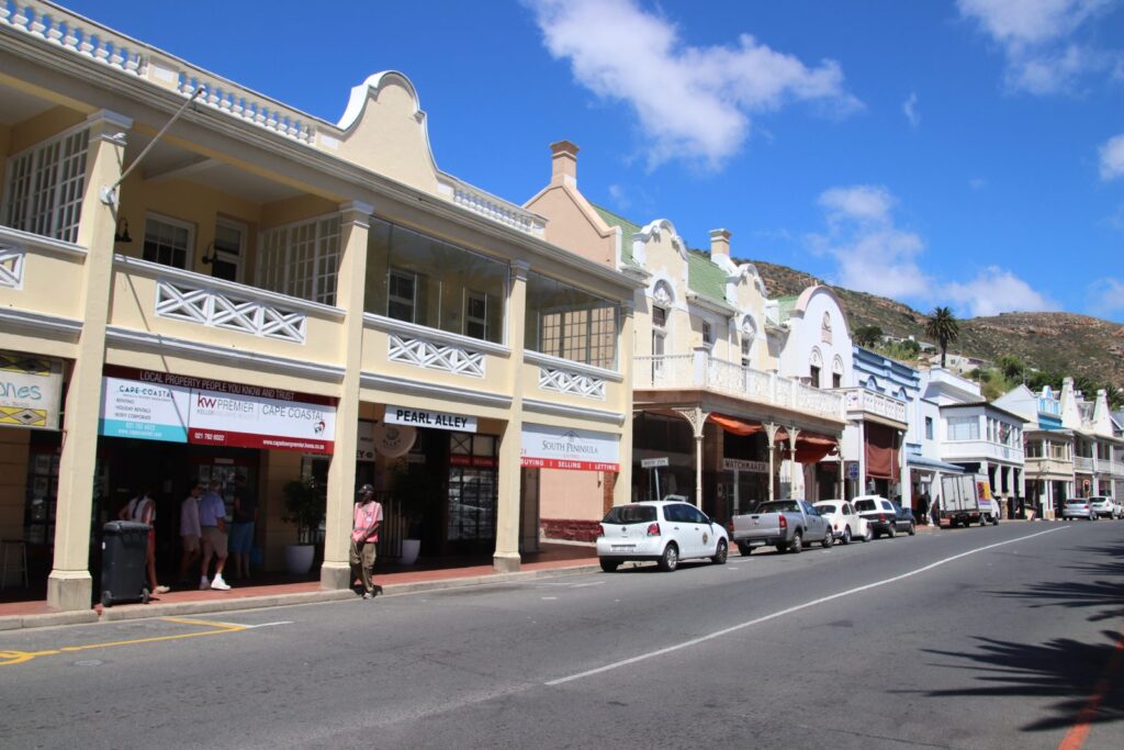 Victorian verandahed buildings along St George&rsquo;s Street, the historic mile in Simon&rsquo;s Town
