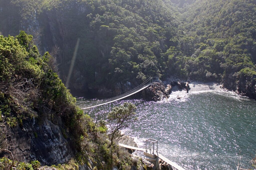 The suspension bridge over Storms River Mouth in the Tsitsikamma section of Garden Route National Park