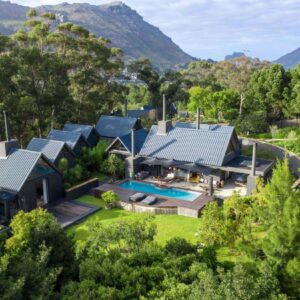 An aerial view of a house with a swimming pool at Future Found Sanctuary, Luxury Boutique Hotel by NEWMARK in Cape Town
