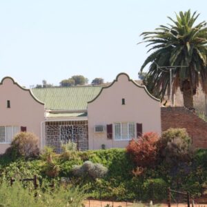 A house with a palm tree in a garden at Grysbok Self Catering Accommodation in Hoopvol