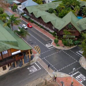 An overhead view of a street with a building at Knysna Log-Inn Hotel in Knysna