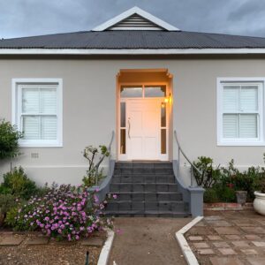 The front entrance of the villa at La Réverie in Franschhoek