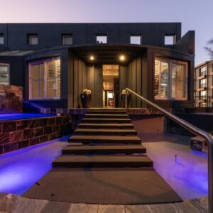 A house with blue lights on the stairs at O on Kloof Boutique Hotel & Spa in Cape Town