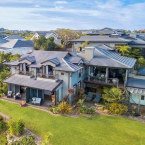 An aerial view of a double-storey guest house and garden at Pezula Magic Escape Guest House in Knysna