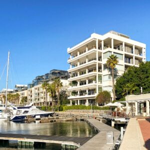 Marina apartment buildings and moorings at The Marina V and A Waterfront in the V&A Waterfront, Cape Town