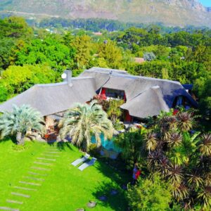 An overhead view of a house with a garden at Thulani River Lodge in Hout Bay