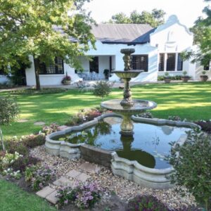 A fountain in the yard of a house at Vendome Wine Estate in Paarl