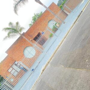 3Blocks Accommodation - Bellville: a fence on the side of a building with a palm tree