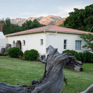 Assegai Rest: a house with a large tree trunk in front of it