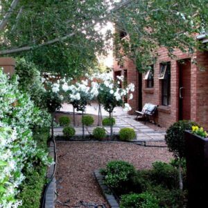 Cape Goodness Guesthouse and Self Catering: a garden in front of a brick house