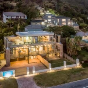Hamilton House: an aerial view of a mansion at night