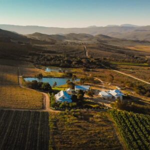 Koo Valley Farm: an aerial view of a house in a vineyard