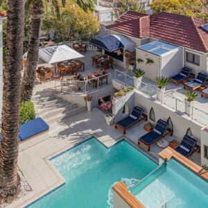 The Glen Boutique Hotel & Spa: an aerial view of a house with a swimming pool