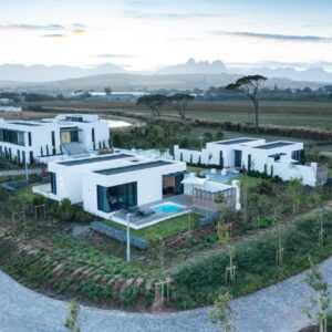 Vergenoegd Löw Boutique Hotel & Spa: an aerial view of a house in a field at Vergenoegd L\u00f6w Boutique Hotel & Spa in Somerset West
